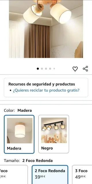 Lámpara DOUGHELEC madera y tela✅️