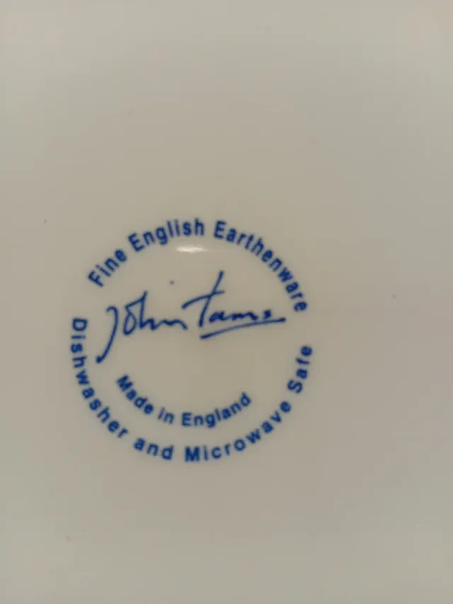 Juego de 2 Platos Vintage Porcelana Azul Blanco