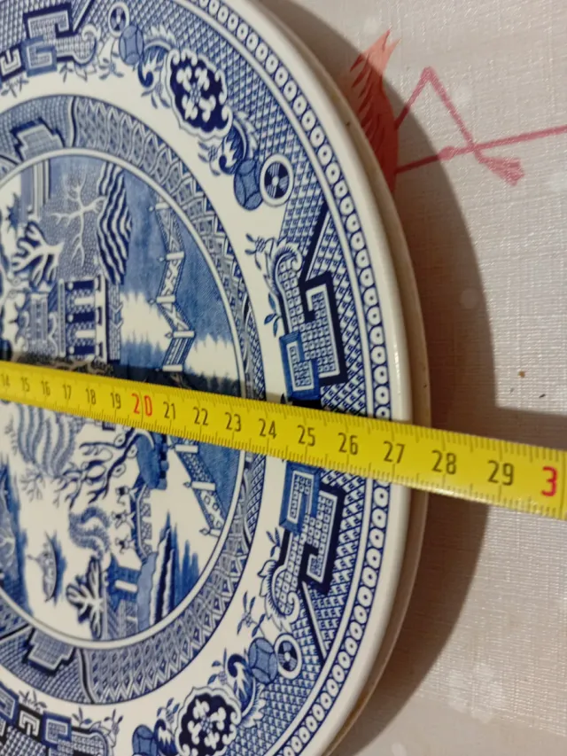 Juego de 2 Platos Vintage Porcelana Azul Blanco