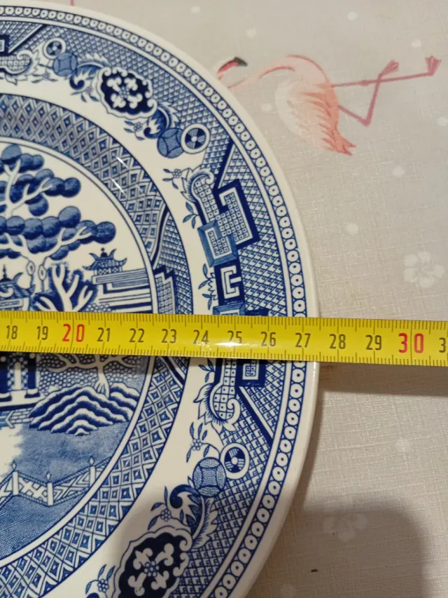 Juego de 2 Platos Vintage Porcelana Azul Blanco