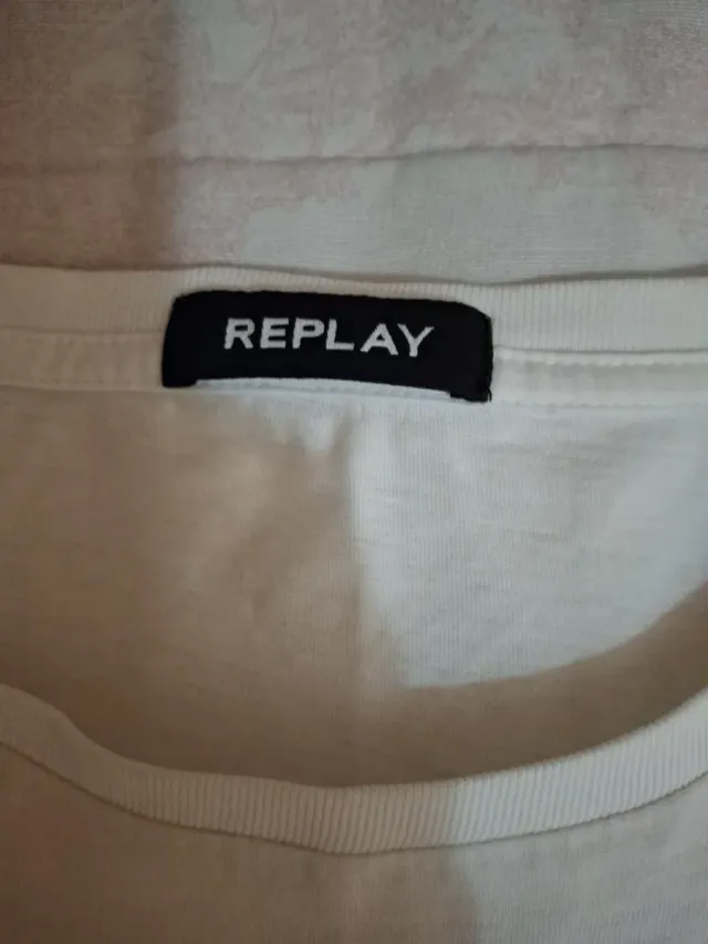 Camiseta Replay Blanca con Logo Naranja