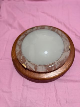 Lampadario a soffitto legno e vetro