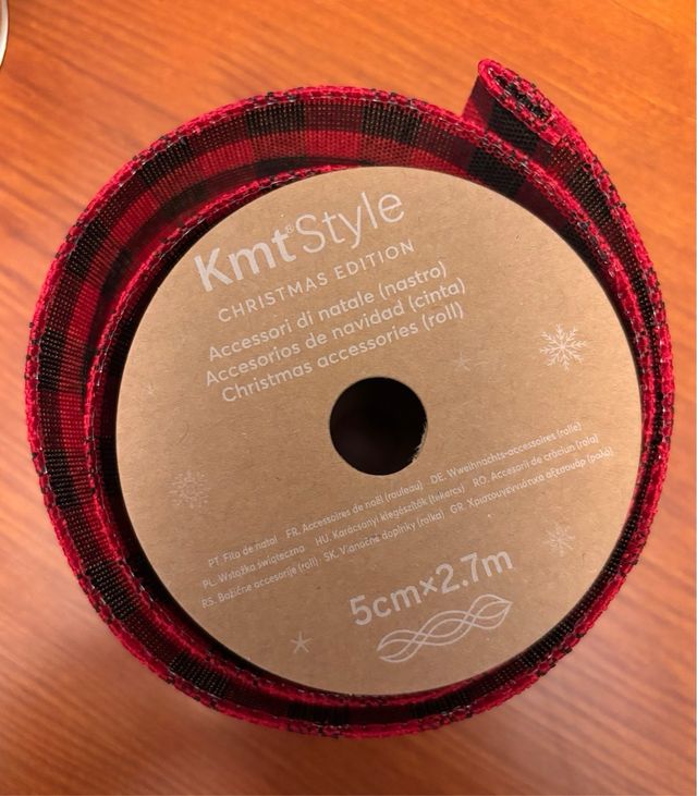 Rollo cinta decorativa cuadros rojo/negro 5cm