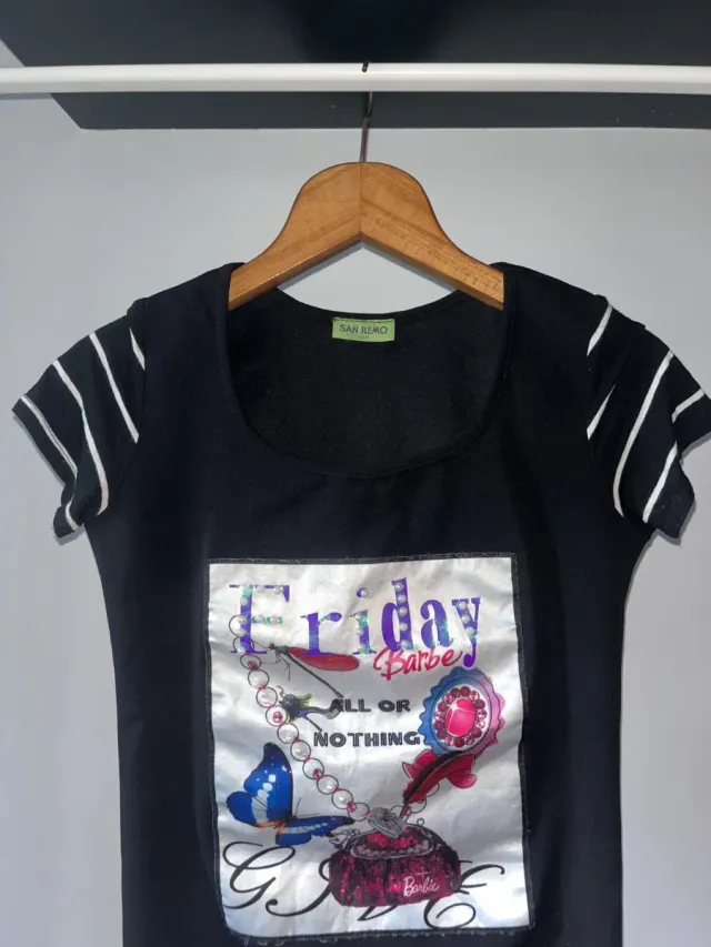 Camiseta Estampada San Remo Negra Multicolor