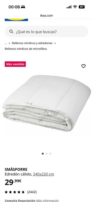 Edredón SMÅSPORRE microfibra blanco