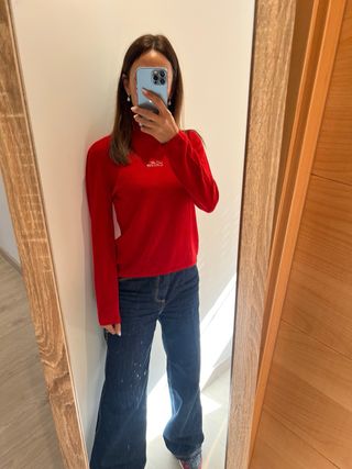 Jersey Cellini Lana Merino Cuello Alto Rojo tallaM