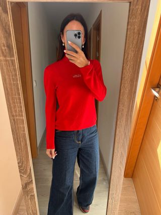 Jersey Cellini Lana Merino Cuello Alto Rojo tallaM