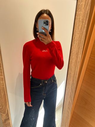 Jersey Cellini Lana Merino Cuello Alto Rojo tallaM