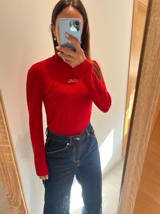 Jersey Cellini Lana Merino Cuello Alto Rojo tallaM