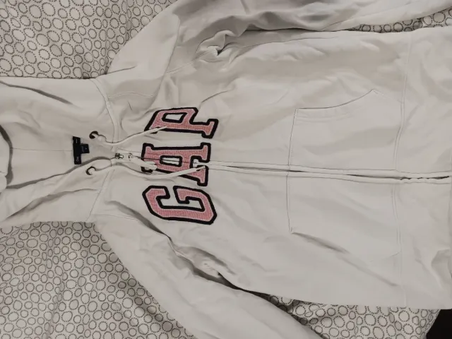 Sudadera Gap Blanca con Logo Rosa