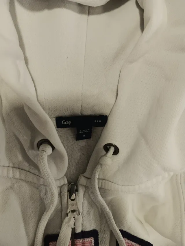 Sudadera Gap Blanca con Logo Rosa