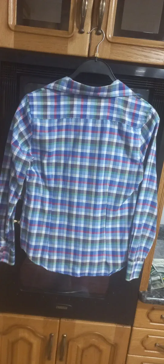 Camisa cuadros azul y multicolor