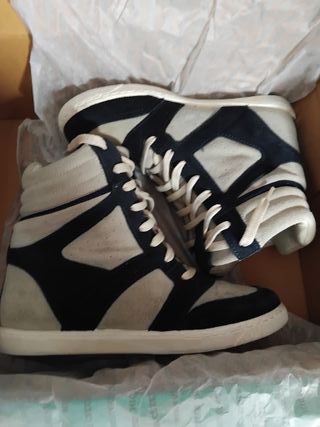 Zapatillas Botas Nobuck Gris y Azul Marino T39