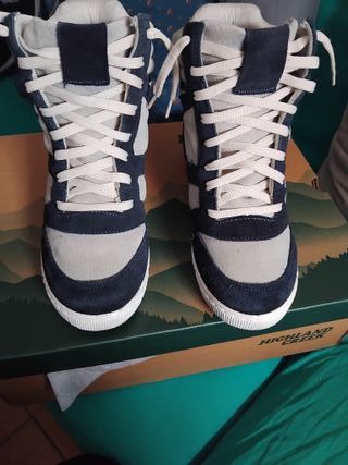 Zapatillas Botas Nobuck Gris y Azul Marino T39