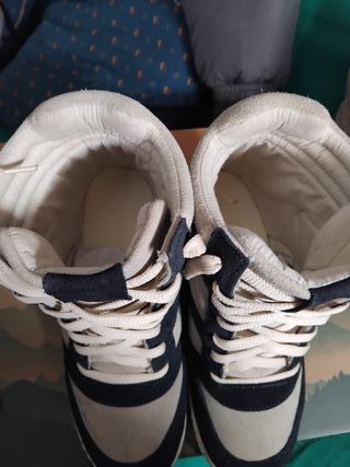 Zapatillas Botas Nobuck Gris y Azul Marino T39