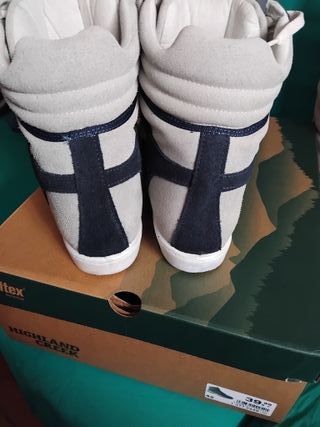 Zapatillas Botas Nobuck Gris y Azul Marino T39