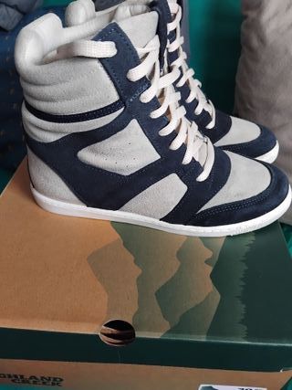 Zapatillas Botas Nobuck Gris y Azul Marino T39