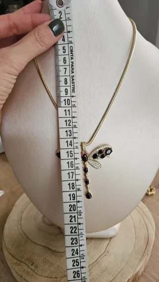 Collar y dije libélula laminado 14k