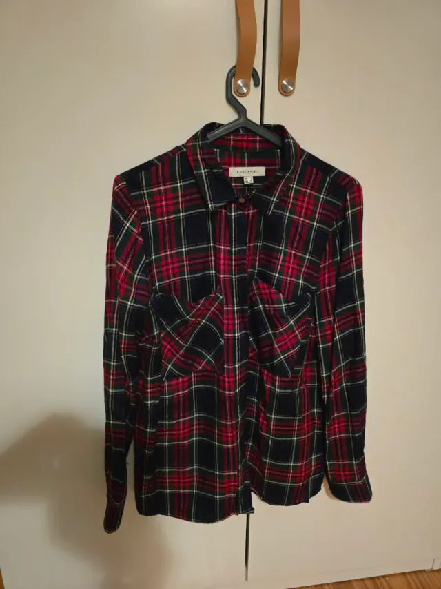 Camisa Cortefiel xadrez azul e vermelha