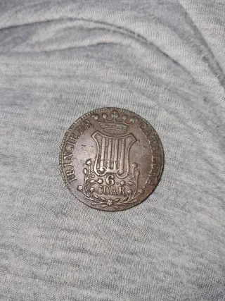 Moneda 6 Cuartos Isabel II Reina España