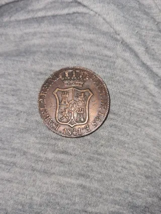 Moneda 6 Cuartos Isabel II Reina España