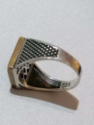 Anillo Plata Hombre Esmeralda y Circonitas