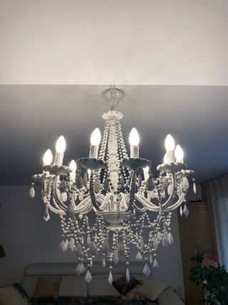 Lámpara de araña vintage blanca