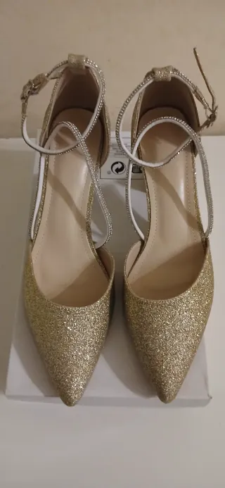 Scarpe donna eleganti oro glitter