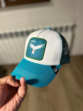 Gorra Goorin Bros Pájaro Paz Blanca y Turquesa