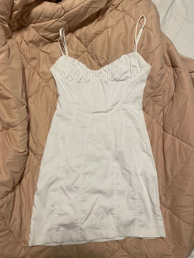 Vestido popelín elástico blanco