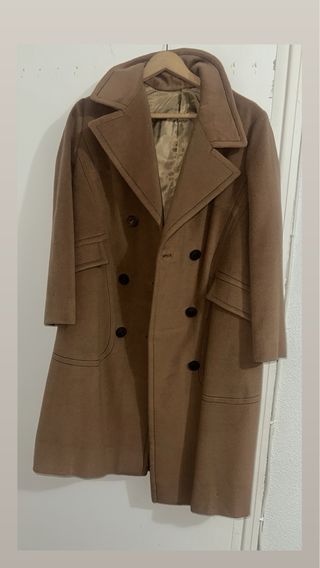 Abrigo de lana beige/marrón