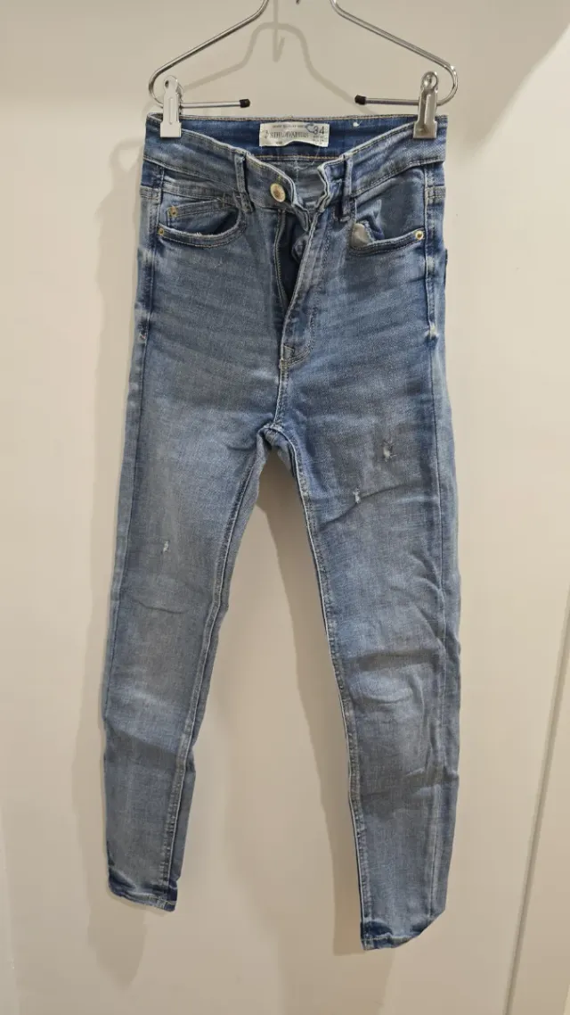 Pantalón skinny tiro alto azul