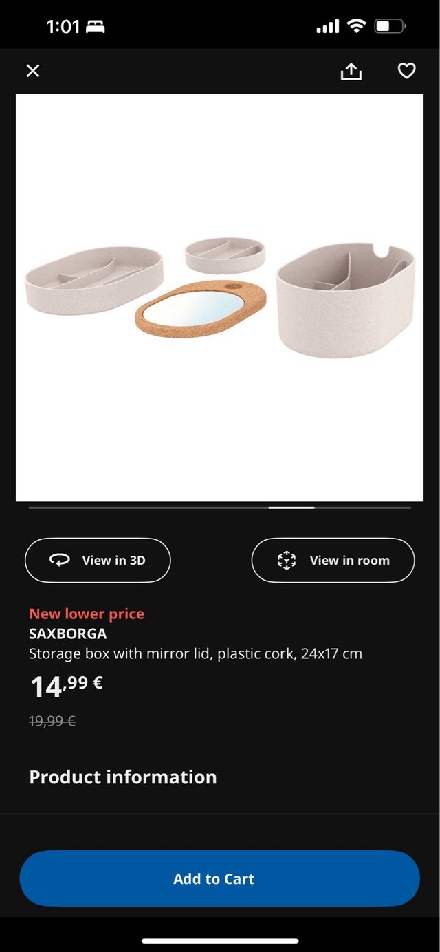 Caja SAXBORGA con espejo (IKEA)