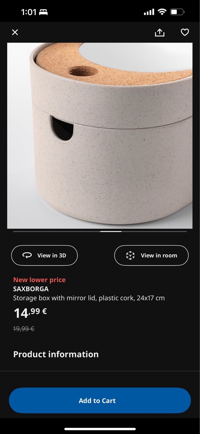 Caja SAXBORGA con espejo (IKEA)