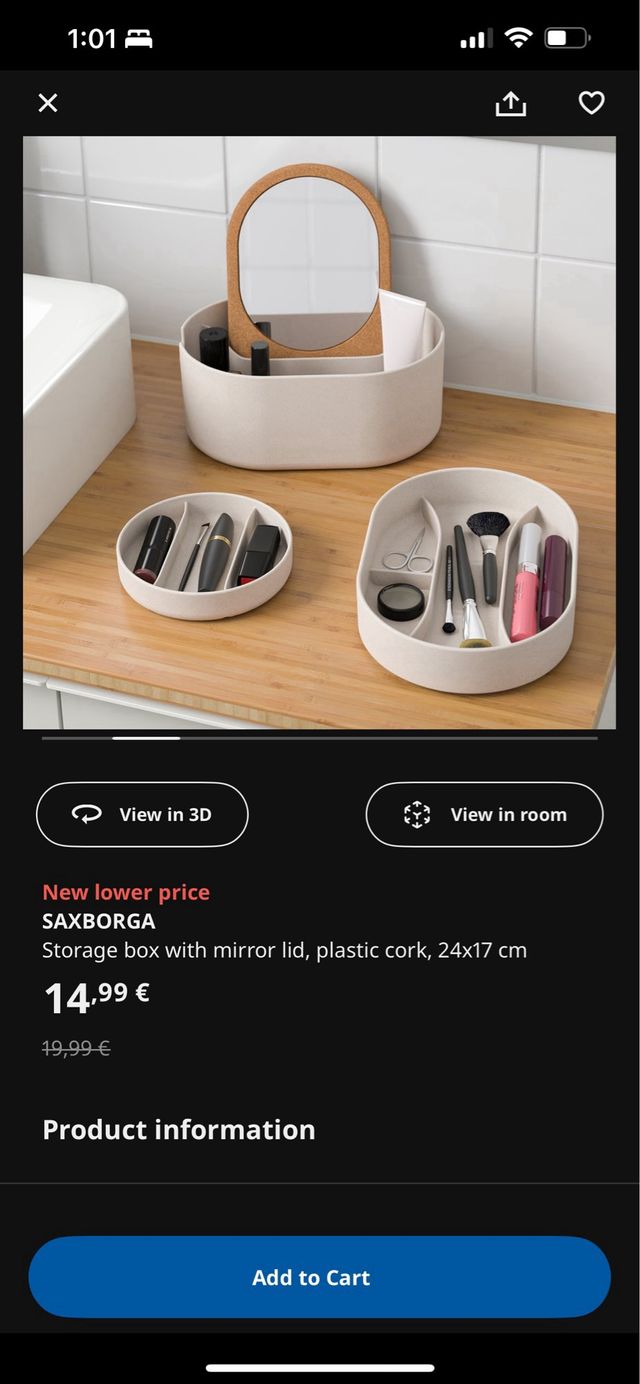 Caja SAXBORGA con espejo (IKEA)