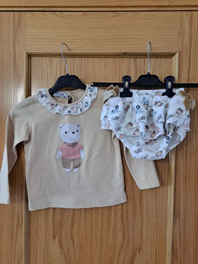 Conjunto bebé: Camiseta y braguita oso
