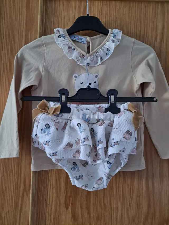 Conjunto bebé: Camiseta y braguita oso
