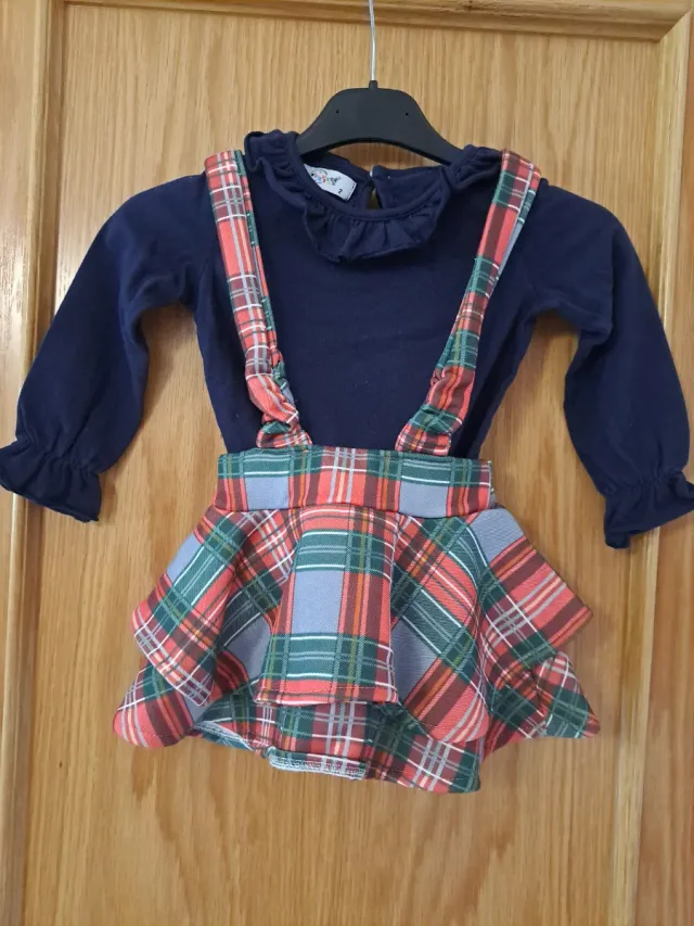 Conjunto niña falda y blusa cuadros