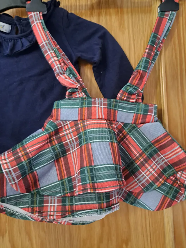 Conjunto niña falda y blusa cuadros
