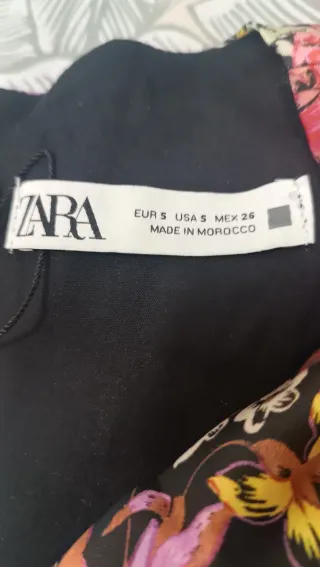 Vestido Zara Estampado Manga Abullonada T.S