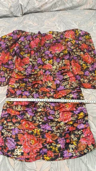 Vestido Zara Estampado Manga Abullonada T.S