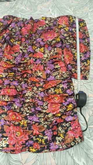 Vestido Zara Estampado Manga Abullonada T.S
