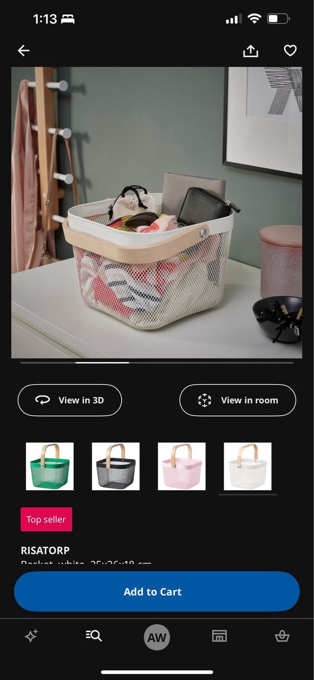 Cesta RISATORP metal y madera