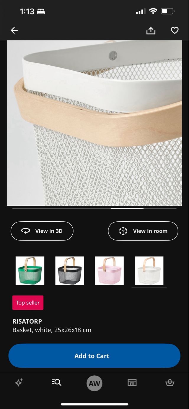 Cesta RISATORP metal y madera