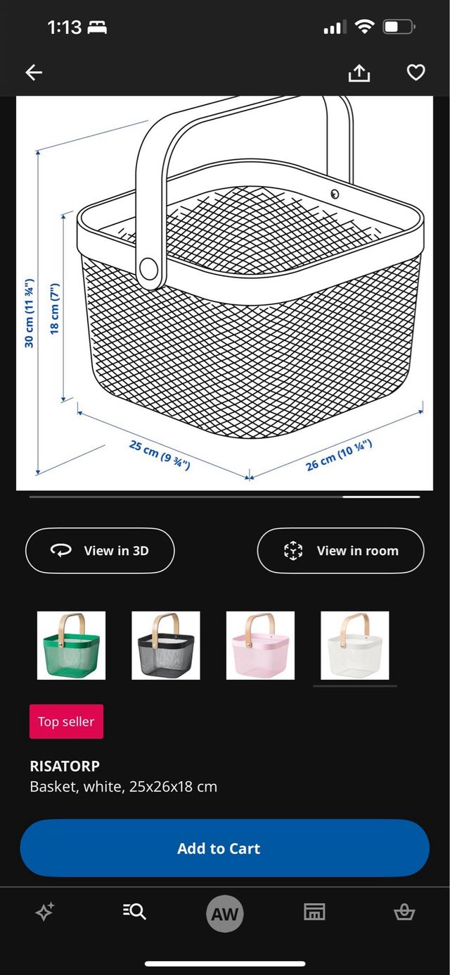 Cesta RISATORP metal y madera