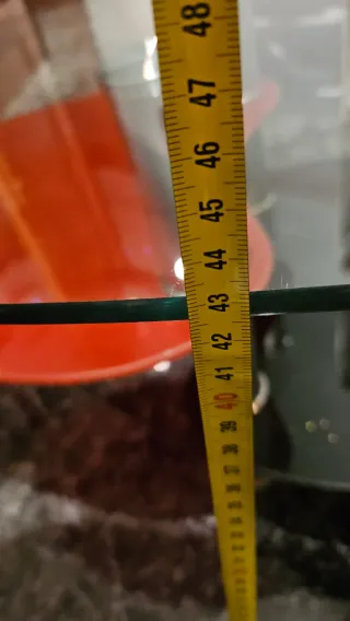 Mesa centro cristal ovalada negra,roja transparent