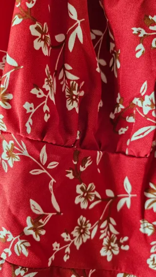 Vestido rojo floral tirantes midi