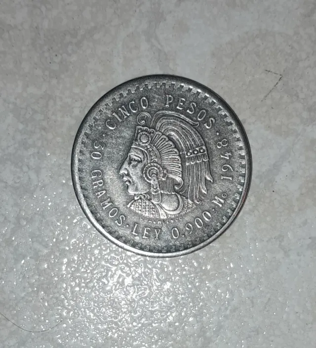 Moneda Antigua 5 Pesos 1948