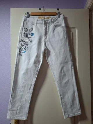 Pantalones Desigual Blancos con Bordado
