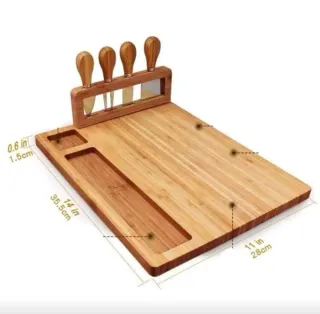Tabla de Queso Bambú con Cuchillos
